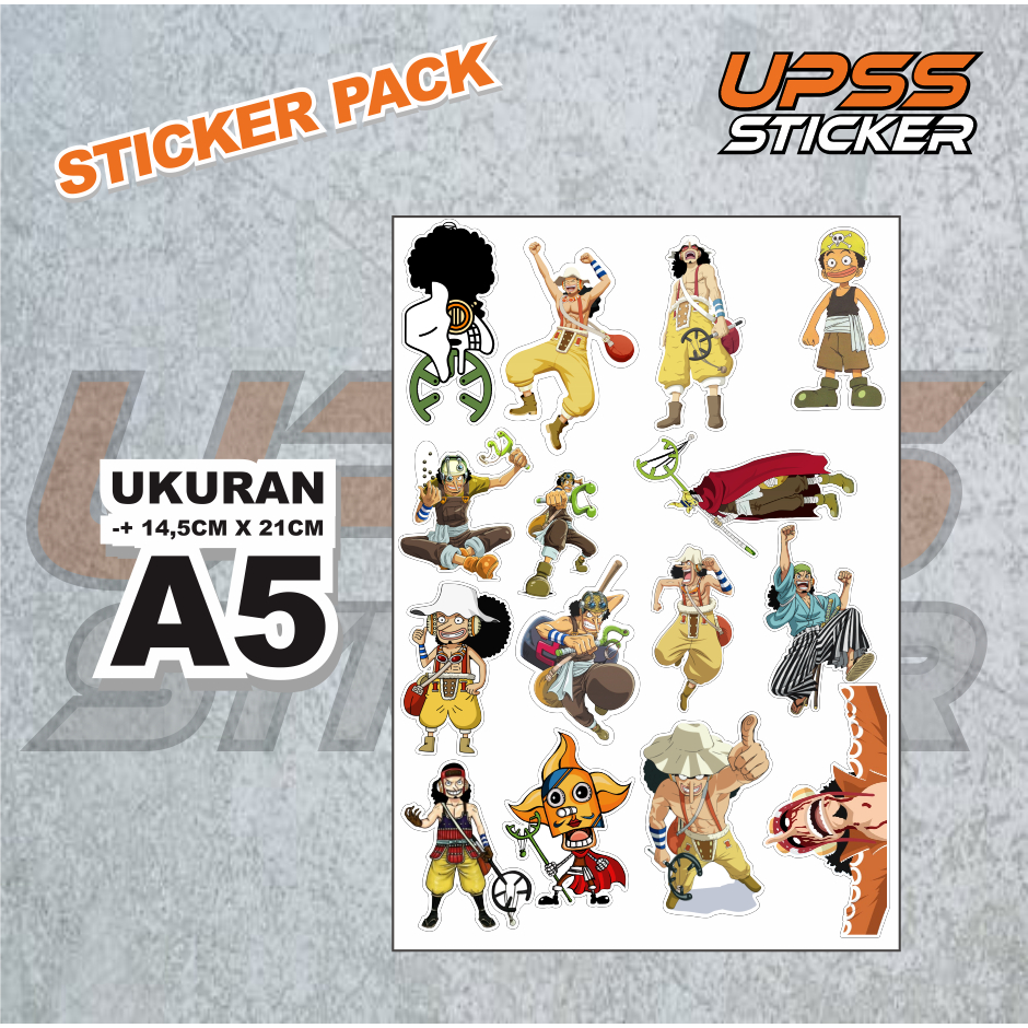 

stcker pack isi 15 anime one piece USOPP untuk laptop,tumbler,helm dlll