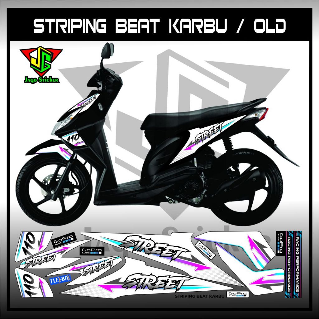 Striping Beat Karbu Motif STREET Style Setriping Stiker Sticker Setiker Motor Semi Full Body Honda B