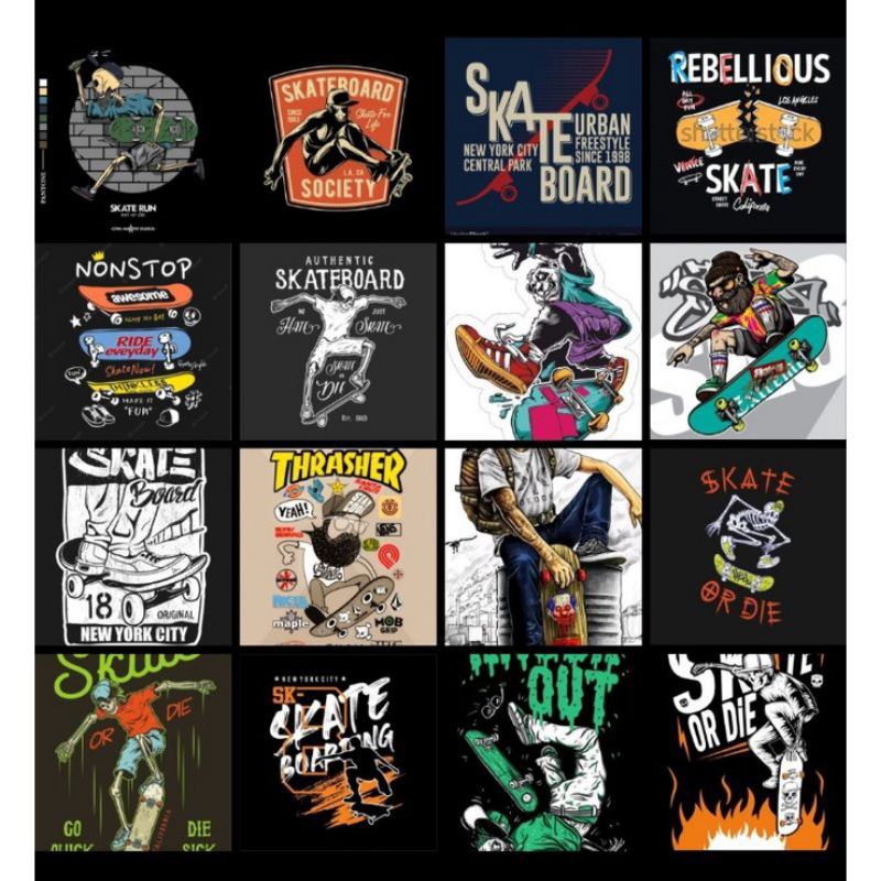 (16PCS) POSTER DINDING KAMAR COWOK DISTRO SKATEBOARD