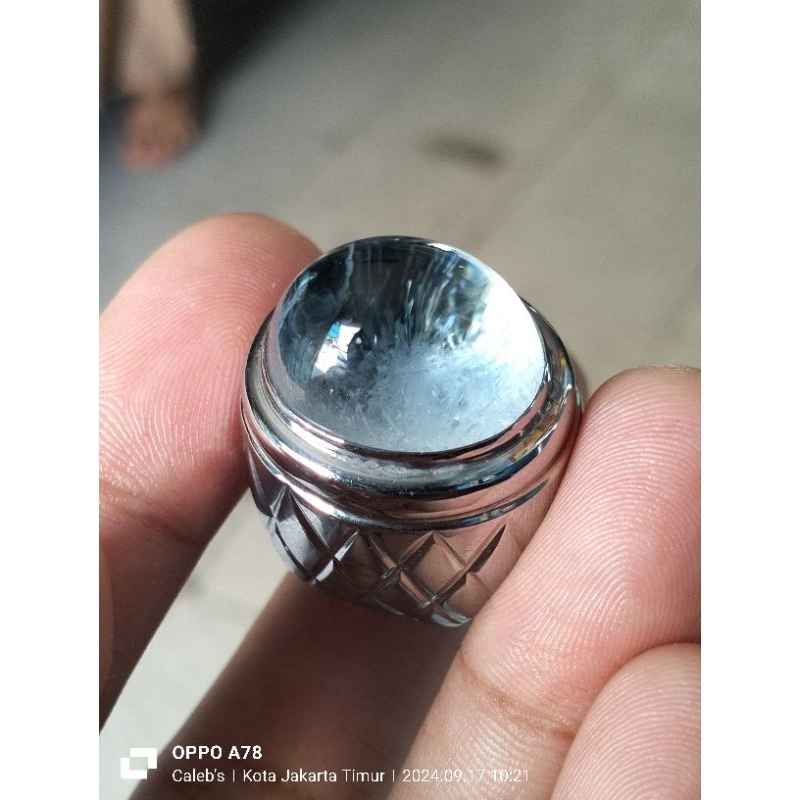 Promo akik pandan Suji super serat cendana biru langit monel handmade uk 8