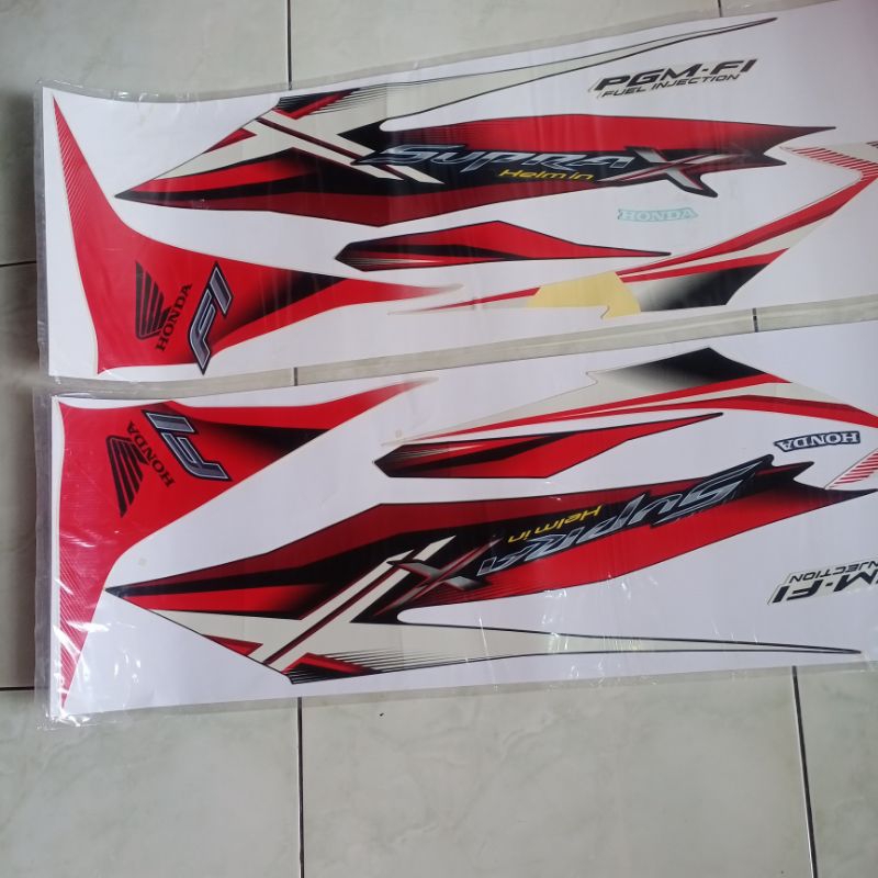 871X0KYZ650ZDL & 871X0KYZ650ZDR lis body Striping Stiker Honda Supra X 125 Helm in F1 2012 Merah put