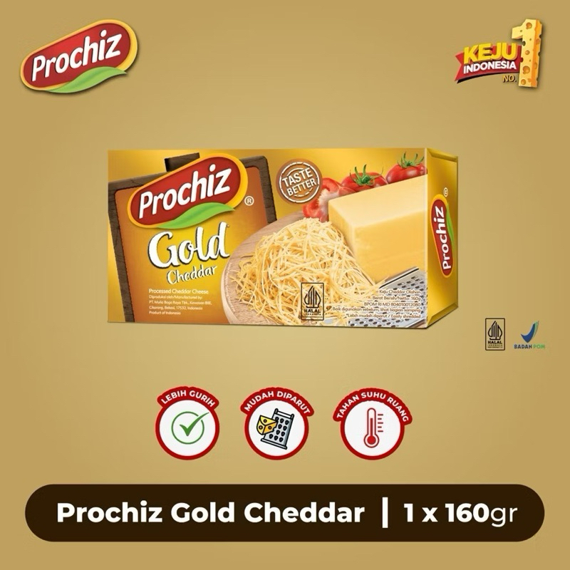 

Keju Prochiz Gold Cheddar 160gr Keju Cheddar Olahan