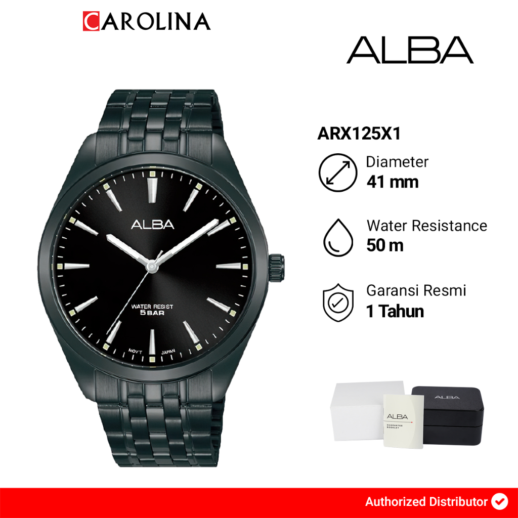 Jam Tangan Pria Alba ARX125X1 Black Dial Black Stainless Steel Strap