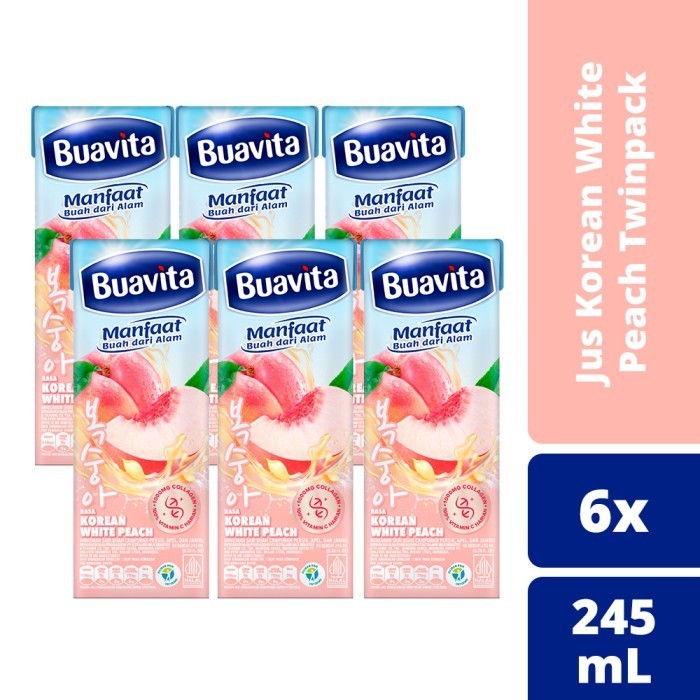 

[ Paket Isi 6 ] Buavita Korean White Peach 245ml -6pcs