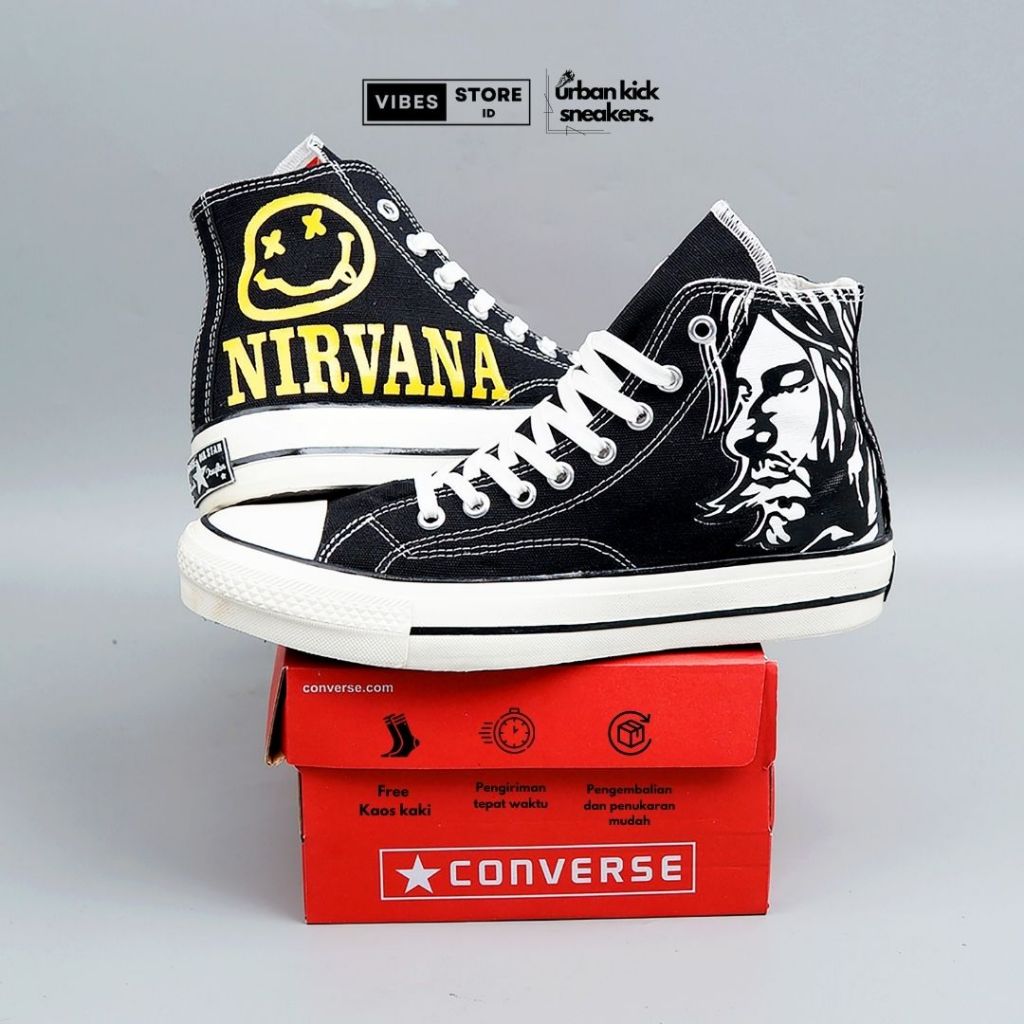 BEST SELLER SEPATU CONVERSE PRIA TINGGI NIRVANA KURT COBAIN