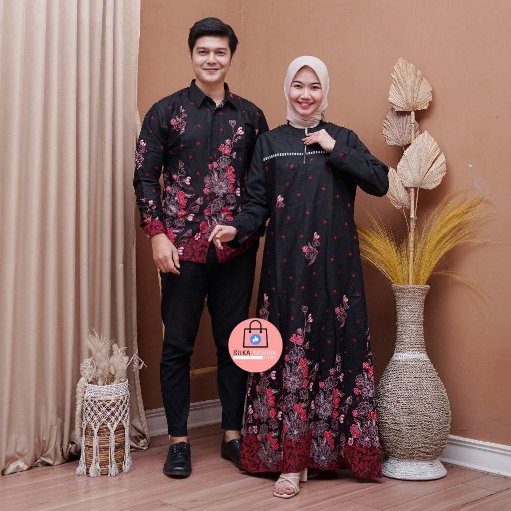 Gamis batik couple batik sarimbit batik kondangan gamis kombinasi terbaru