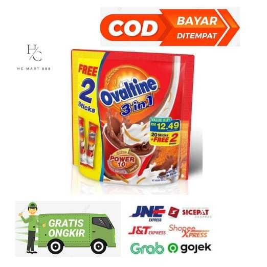 

OVALTINE 3in1 Bubuk Malt Coklat Thailand (30g x 22 sachet) Ovaltine 3 in 1 malaysia 20 stik free 2 stik Minuman Coklat Ori