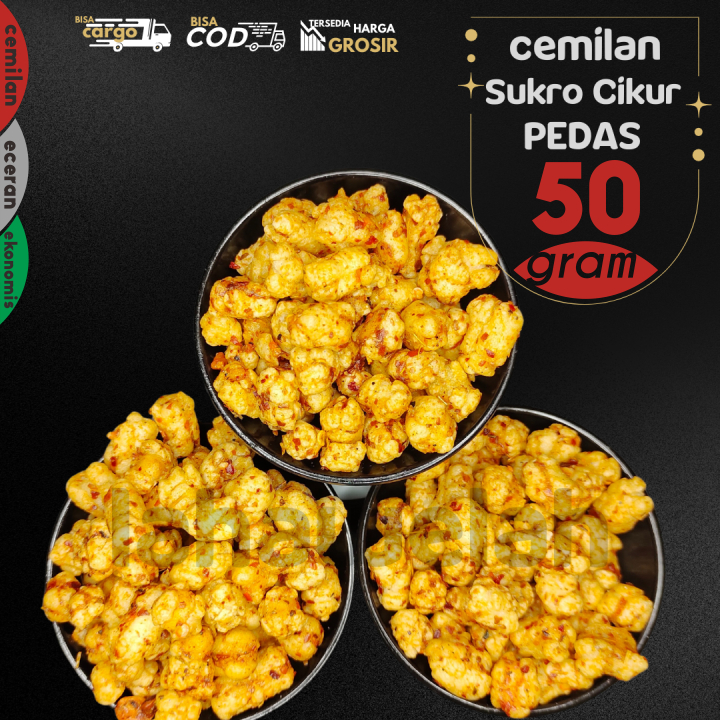 

Cemilan SUKRO CIKUR isi 50g PEDAS RENYAH by Lahawelah