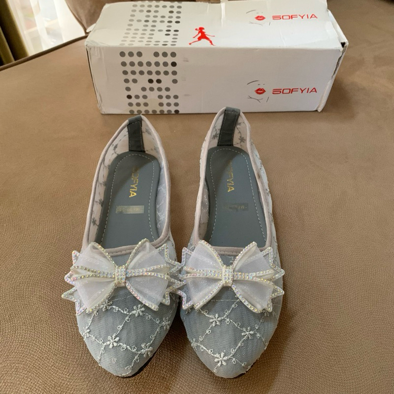 Flat Shoes Balet SOFIYA glitter pita Abu Cantik Murah Original Sofiya Ballerina / sepatu flat wanita