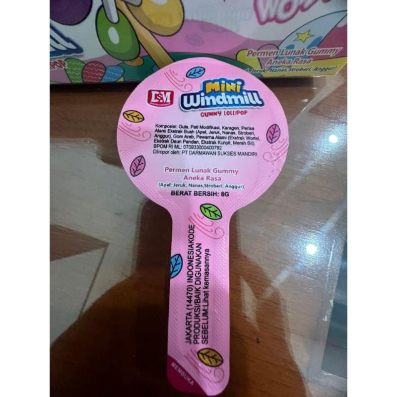 

Lolipop Gummy Kipas ( Windmill) 1 pack isi 30 pcs