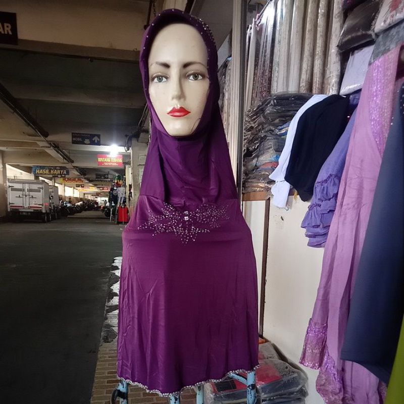 kerudung Hijab Instan Jilbab Halus manik-manik panjang