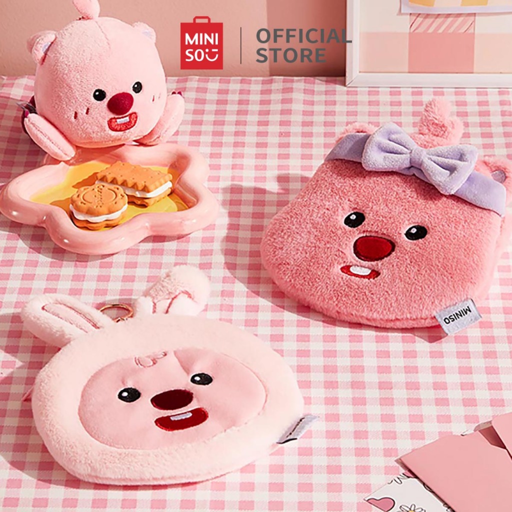 Miniso x Zanmang Loopy Collection Tas Penyimpanan Wajah Lucu Tas Kosmetik Tas Tangan Dompet Koin Tas