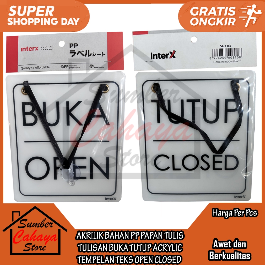 

Papan Tulisan Label Akrilik Buka Tutup Open Close Closed Gantungan Tanda Sign Signage Board Tulis Kaitan Tali Stiker Sticker Ruangan Restoran Toko Kantor Acrylik Acrylic Akrilic Tempel Kaca Dinding Dapur Peringatan Warning