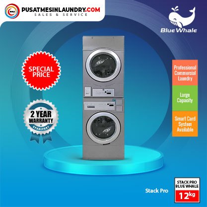 Stack Washer Dryer Blue Whale 15 Kg Untuk Commercial Laundry