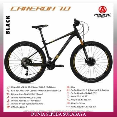 SEPEDA GUNUNG 27.5" MTB PACIFIC CAMERON 7.0 ALLOY 2x9 SPEED HIDROLIK WITH DISC BREAKE,SEPEDA READY S