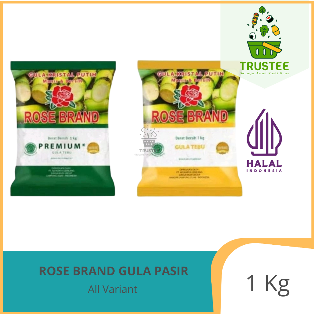 

Rose Brand Gula Pasir / Gula Tebu Premium Hijau-Kuning 1Kg