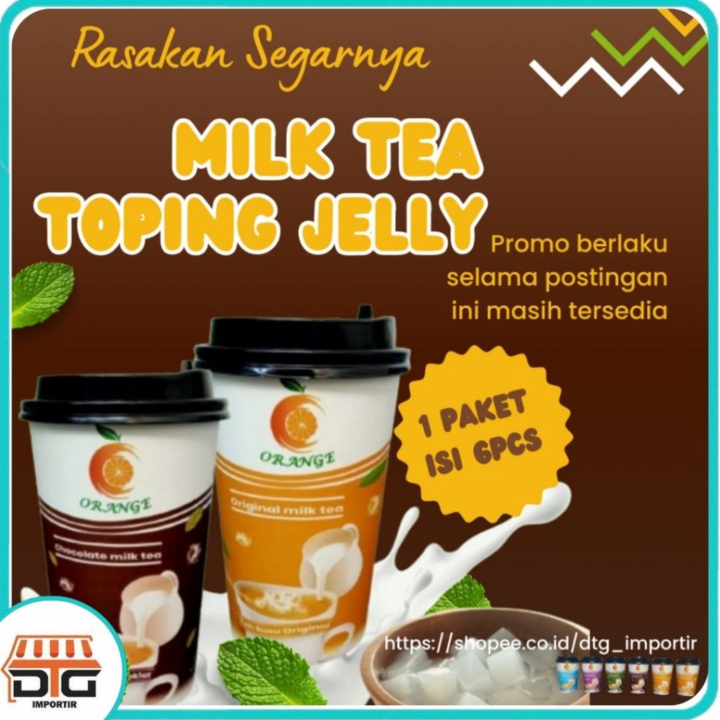 

Minuman Milk Tea Coklat + Cup Bubuk Minuman Rasa Serbuk Minuman Kekinian +Toping Jelly Minuman Instan