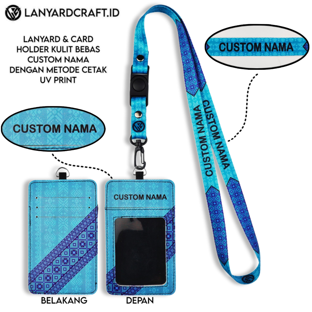 

V2 Id Card Holder Leather Custom + Lanyard Custom Nama Ethnic Nusantara Series Gantungan Tali Lanyard Holder Id Card Kulit UV Print