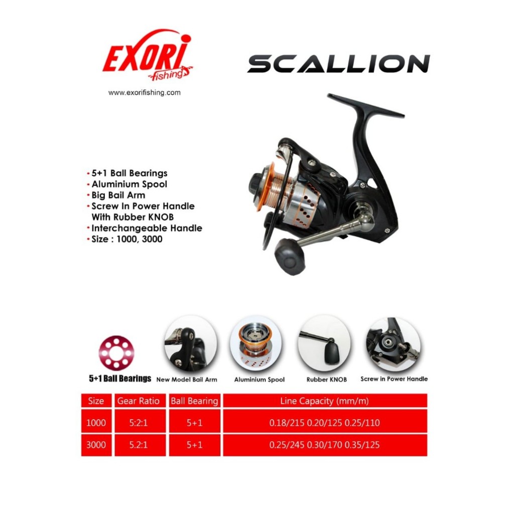 Reel SPINNING EXORI SCALLION (POWER HANDLE) 1000/3000