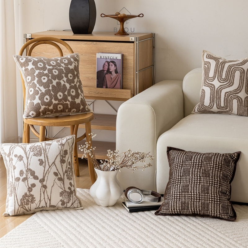 Blou Sarung Bantal Sofa Kursi Cushion Cover Premium French Poppy Flower Cushion Pillowcase Modern Me