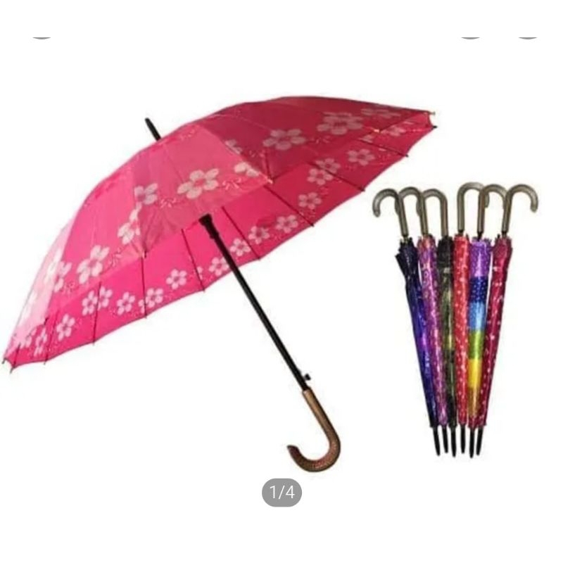 PAYUNG 16 JARI SATIN KEMBANG / PAYUNG BAHAN SATIN 16 JARI MOTIF BUNGA