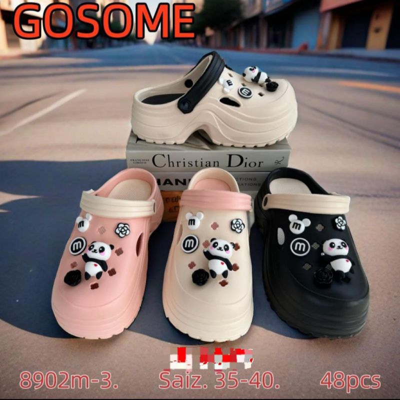 Sandal Baim Slip on Casual Wanita Gosome Terbaru Tinggi 6cm
