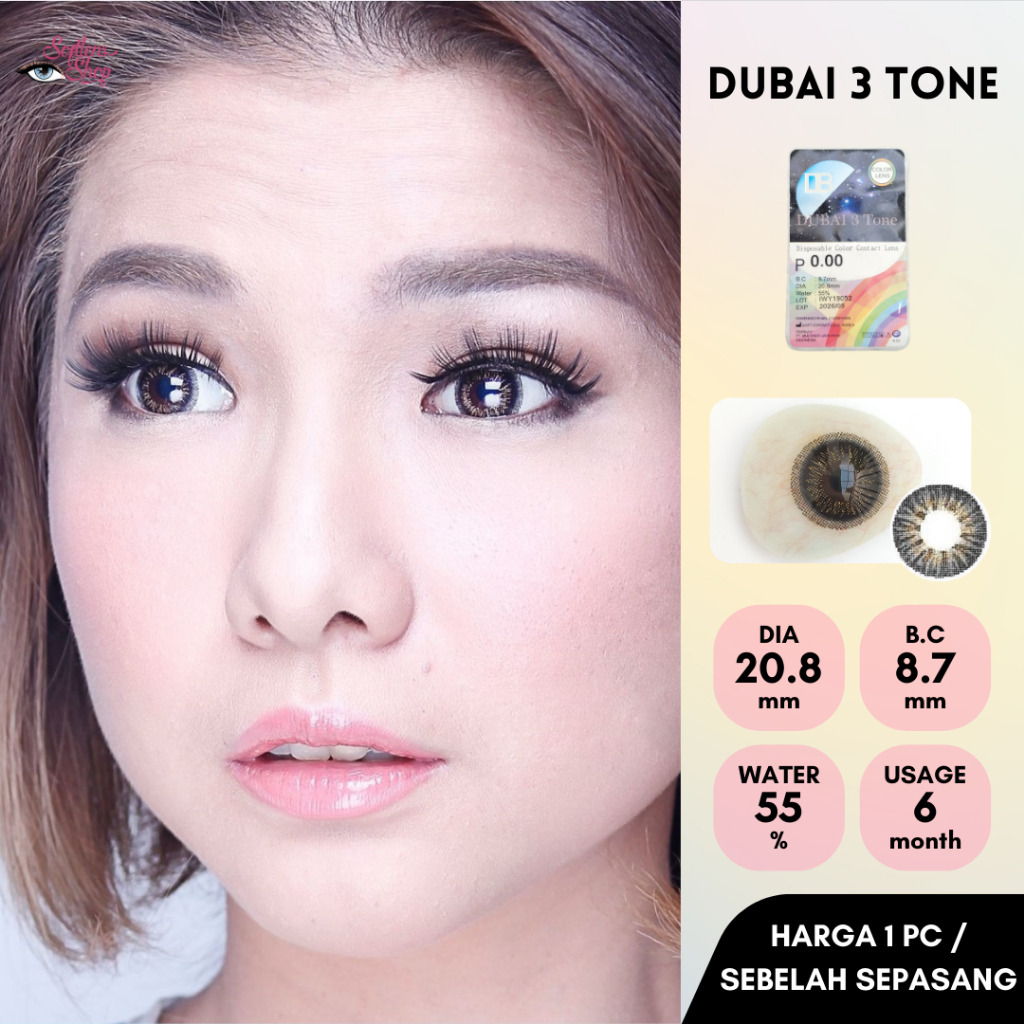 Softlens Dubai 3 Tone Black (HARGA UNTUK 1PC / SEBELAH PASANG)
