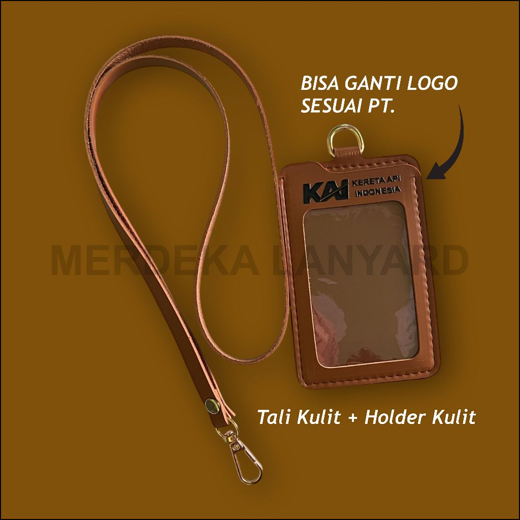 

ID Card Holder Kulit Magnet Name Tag holder kulit Tali Lanyard BUMN BRI KAI MANDIRI BTN PNM