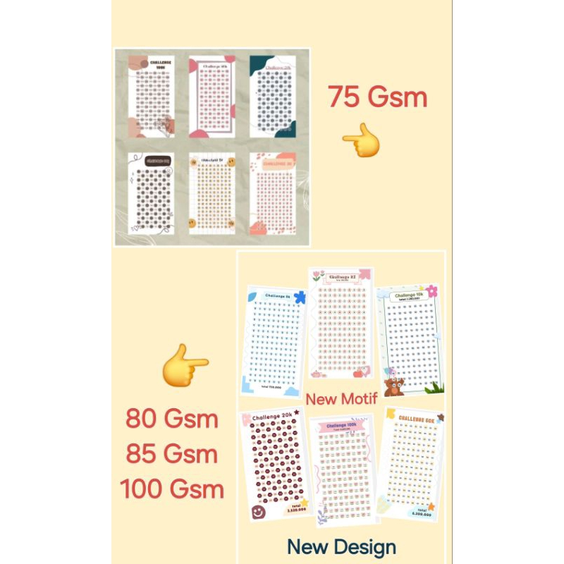

10 Lembar Challenge Budget Refill Binder A6 , Kertas Tebal 100 Gsm , 80 Gsm, 75 Gsm ( Sudah ada Lubang ) Kertas Menabung Pintar Dirumah , Keuangan, Refill Isi Binder A6 Ring 6 Loose Leaf