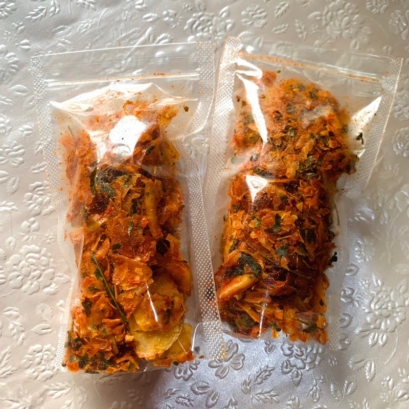 

keripik singkong gurih pedas daun jeruk