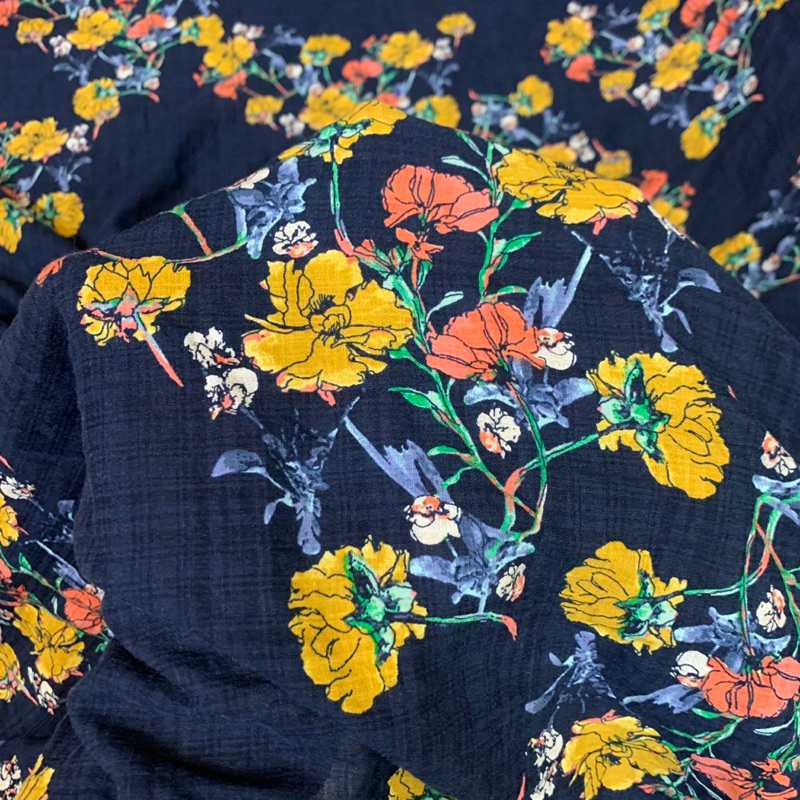 kain katun slup - kain cotton bangkok - kain katun motif bunga - kain cotton premium