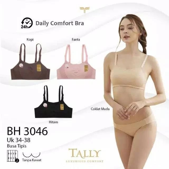 Tally Bra- Varian Warna Hitam / Coklat / Pink - Ukuran 34 / 36 / 38 - Bra Kemben Tanpa Busa Tebal Bh