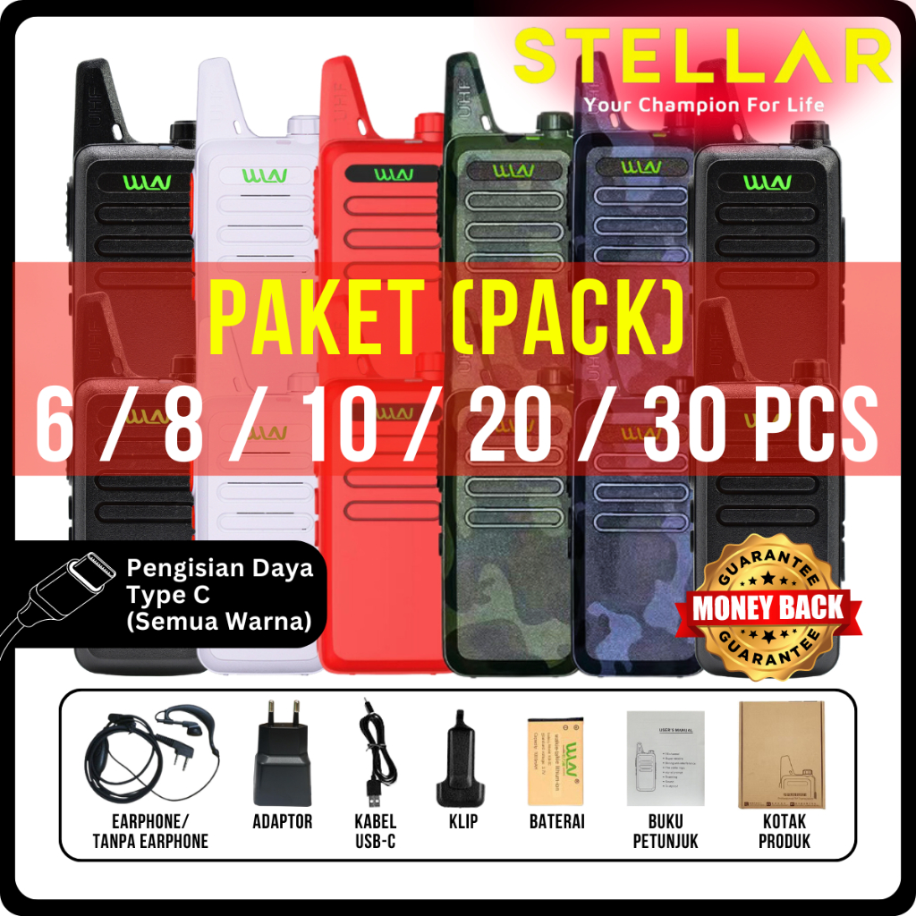 Paket WLN Walkie Talkie Full Set UHF KD C1 7 Hari Garansi | Two Way Radio Handy Talky Talkie HT KDC1