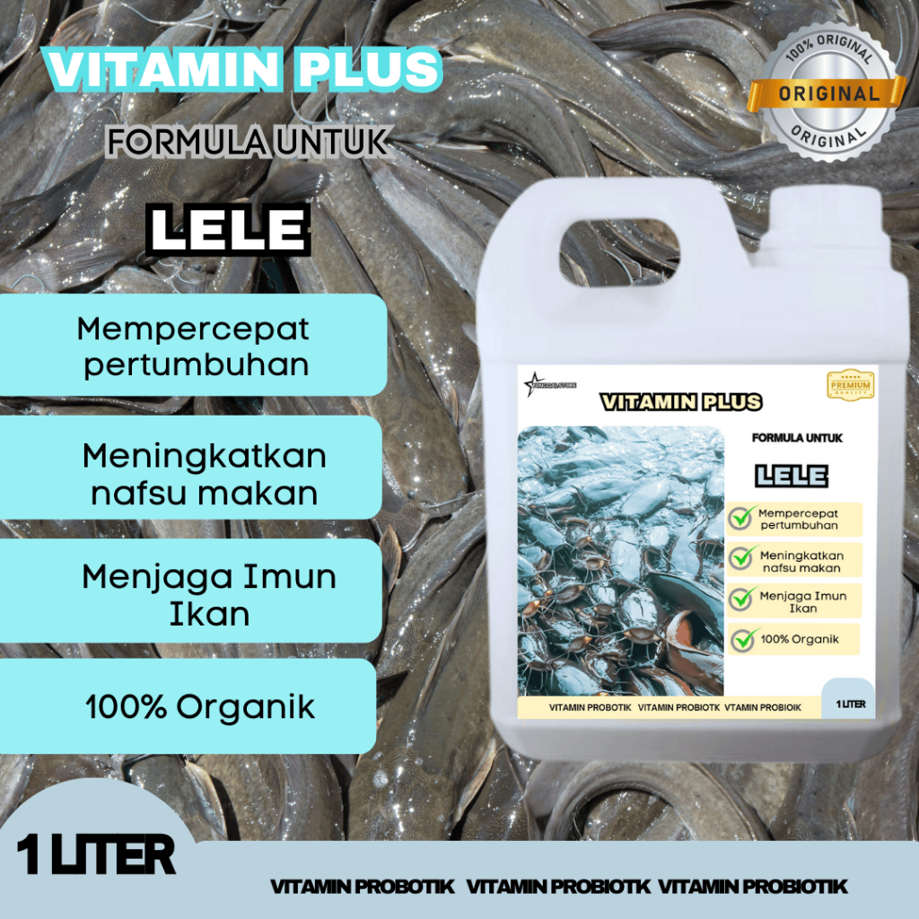 VITAMIN PLUS IKAN LELE. VITAMIN IKAN LELE AGAR CEPAT BESAR 1LITER PROBIOTIK PEMACU DAN PERANGSANG PE