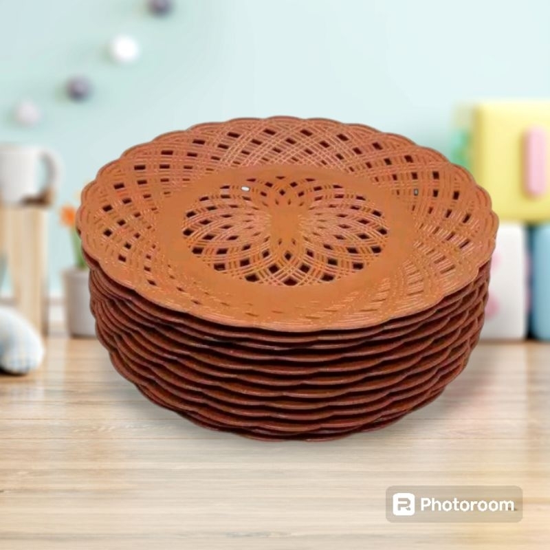 PIRING ROTAN PLASTIK LUSINAN/PIRING ANYAM