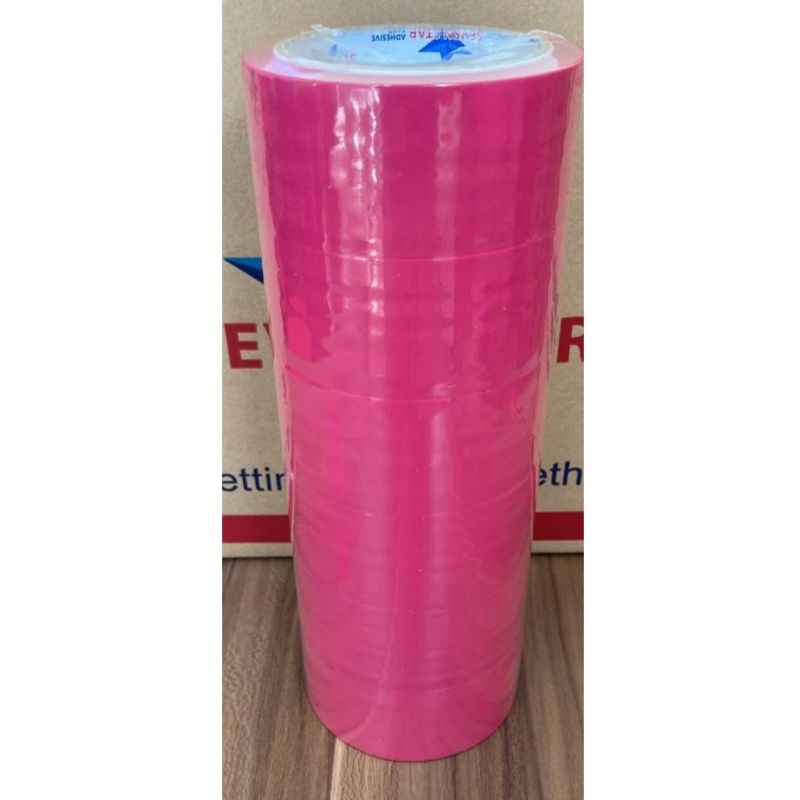 

Lakban warna Pink 45mm x 90yard 1 slop isi 6 pcs Seven Star OPP tape