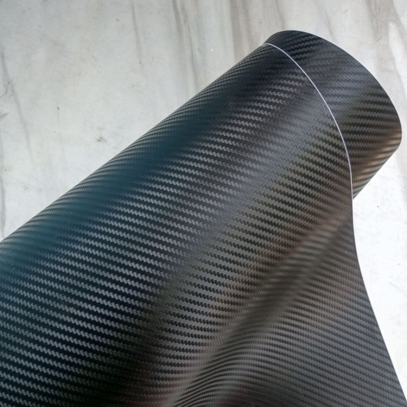 sticker skotlet karbon serat 3D hitam doff (100)