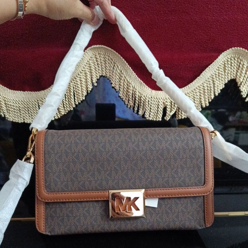 tas wanita mk sonia medium shoulder bag brown