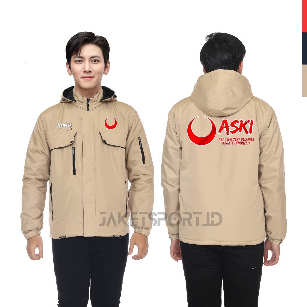 JAKET VESTE PARASUT TEBAL 3 LAPIS LOGO KARATE ASKI - AKADEMI SENI BELADIRI KARATE INDONESIA - NEW