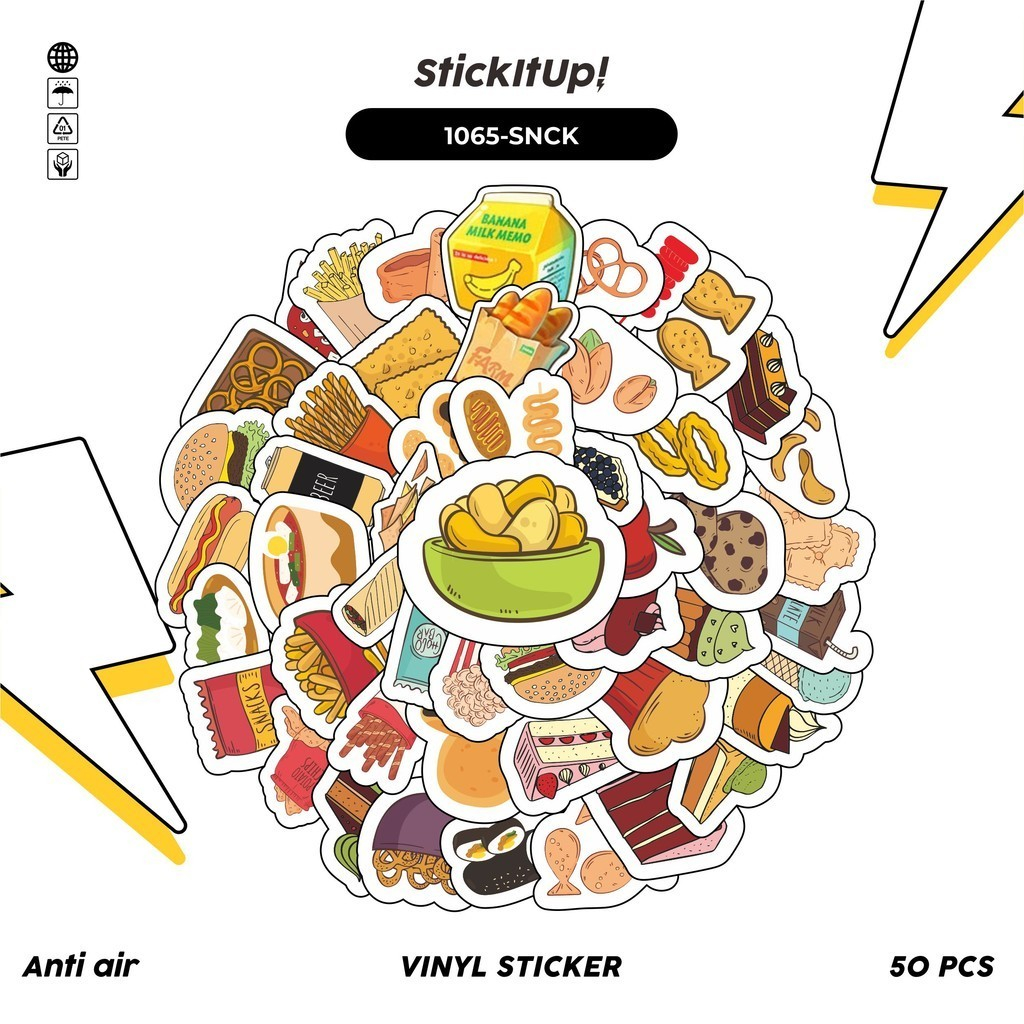 

COD✨ 100 Pcs Stiker Pack Snack/Makanan v2 Lucu Aesthetic Vynil Waterproof untuk Freebies Sticker Buku Journal Casing HP Laptop