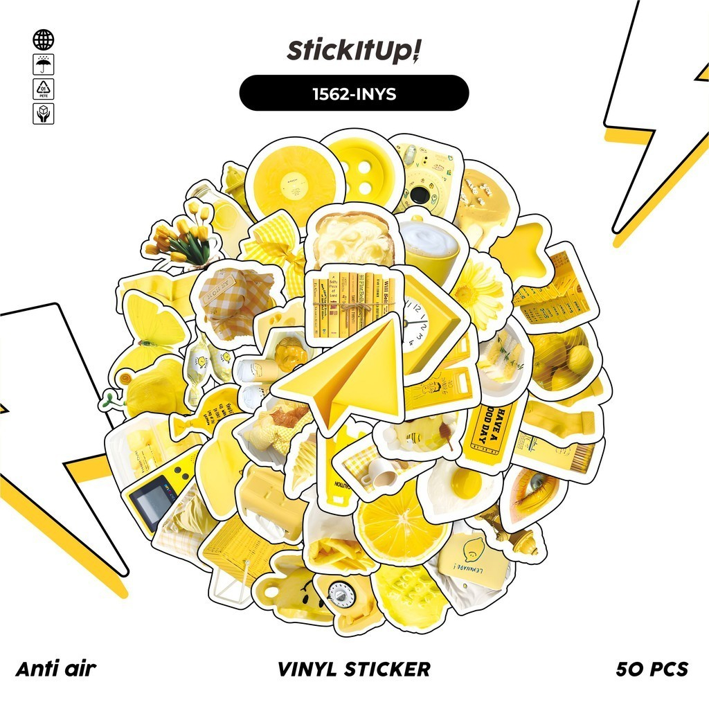 

COD✨ 100 Pcs Stiker Pack INS Yellow v2 Lucu Aesthetic Vynil Waterproof untuk Freebies Sticker Buku Journal Casing HP Laptop