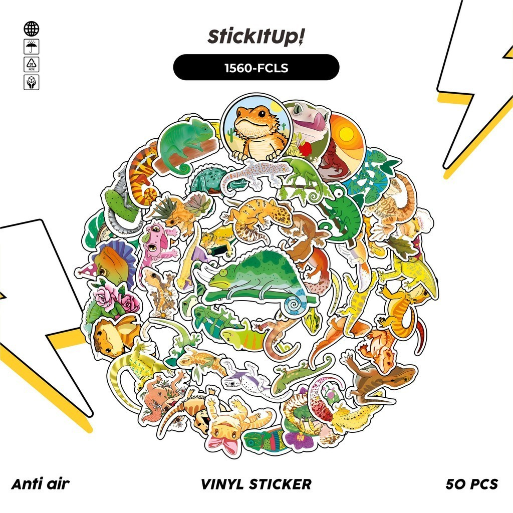 

COD✨ 100 Pcs Stiker Pack Cute Lizard Lucu Aesthetic Vynil Waterproof untuk Freebies Sticker Buku Journal Casing HP Laptop