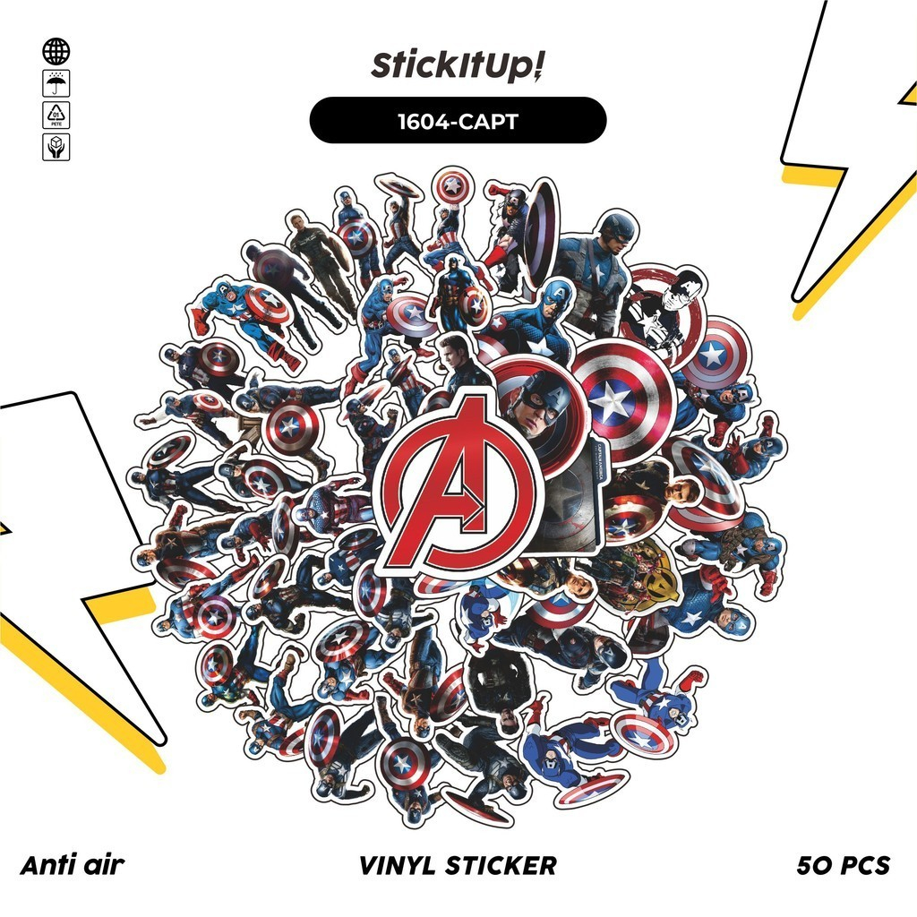 

COD✨ 100 Pcs Stiker Pack MARVEL SERIES CHARACTER CAPTAIN AMERICA Lucu Aesthetic Vynil Waterproof untuk Freebies Sticker Buku Journal Casing HP Laptop