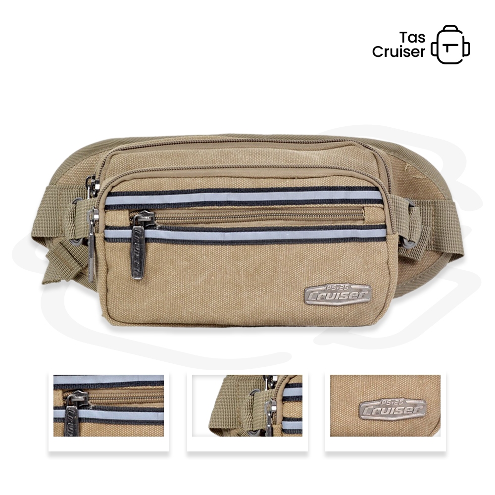 Tascruiser Waistbag Cruiser Kanvas Pria 2 Line - Tas Pinggang Cruiser Pria 7601-10