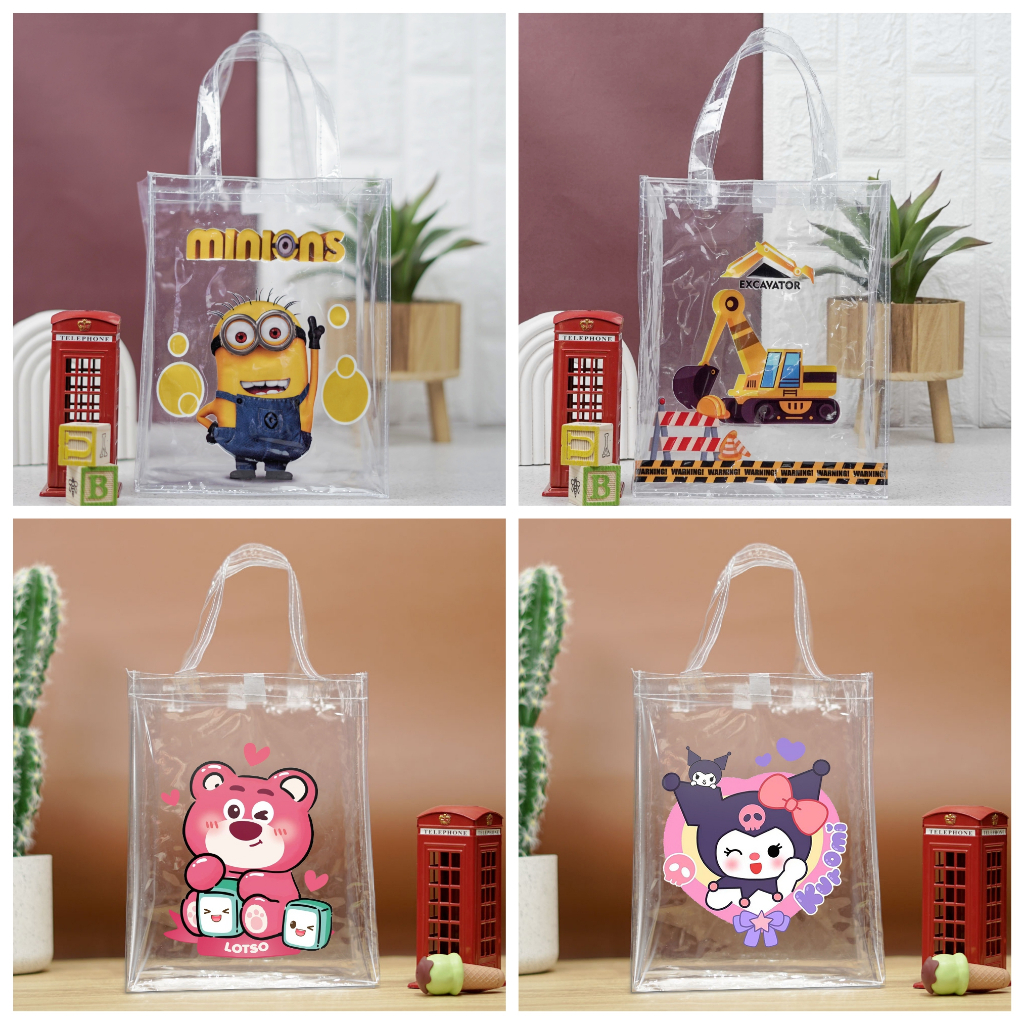 

25x20x13 Tas Mika Transparan Souvenir Tas Ulang Tahun Hampers Ultah Goody bag