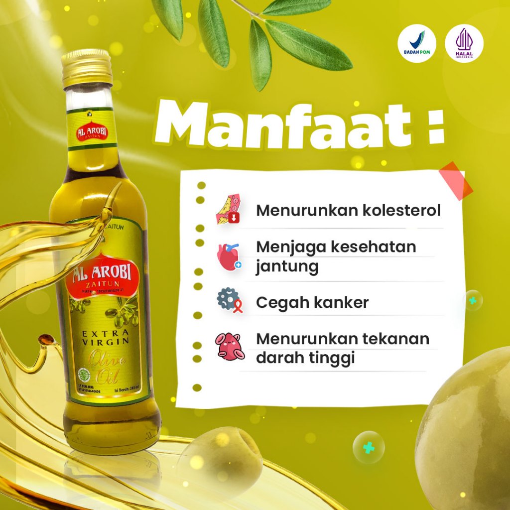 

Minyak Zaitun Al Arobi Extra Virgin 285 ml - Minyak Zaitun Asli