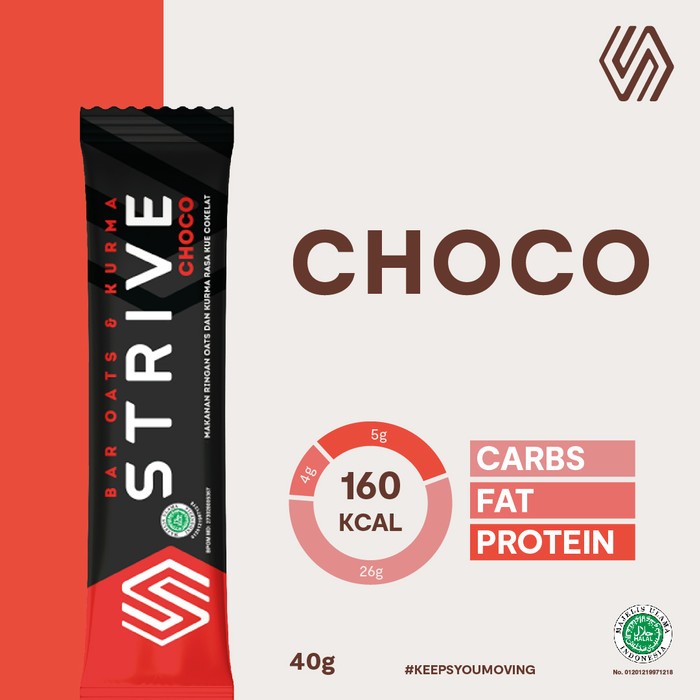 

STRIVE Energy Bar 40g Cemilan Sehat Tenaga Lari Sepeda - CHOCO