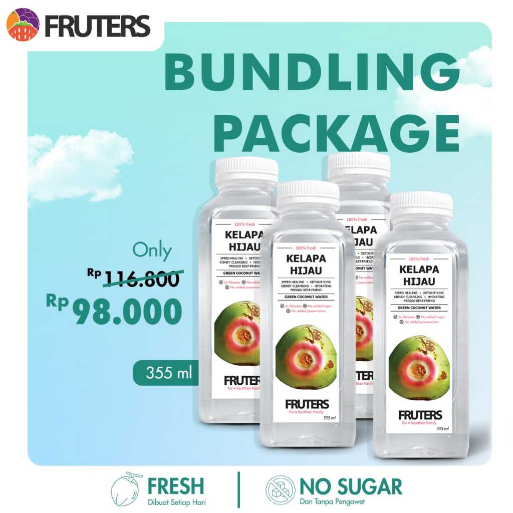 

Paket BUNDLING 4 botol Kelapa Hijau - Air Kelapa Ijo (Hijau) Murni 100% Asli