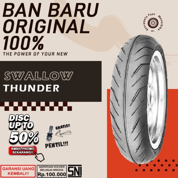 Ban Motor Matic Tubeless Swallow Thunder Ring 16 Ban Motor Nouvo Skywave Hayate Tubles Depan Ring 16