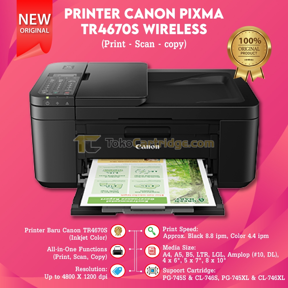 Printer Canon TR4570S TR 4570S TR4670S TR 4670S Print Scan Copy Fax Adf Duplex Wireless New , Printe